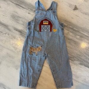 Baby Blue Striped Farm Barn Cow Overalls Size 12 Month Baby Essentials